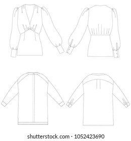 Technical sketch blouses vector illustration 