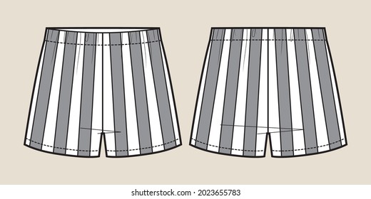 Technical sketch boxer shorts in striped fabric.