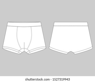 Technical sketch children's boxer shorts underwear on gray background. Vector illustration of men underpants. svg
