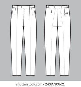 Technical sketch of classic men's pants fit bottom