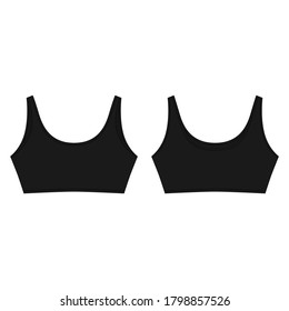 Recorte técnico de recorte en color negro. Corredor deportivo aislado de fondo blanco. Plantilla de diseño de ropa interior de yoga. Ropa casual para las chicas. Vistas frontal y posterior. Ilustración del vector
