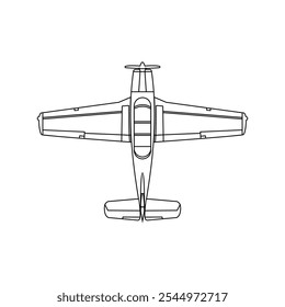 Technical sketch drawing aircraft line art