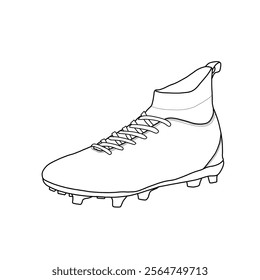 Technical sketch drawing of football shoes or soccer vector template, front, and side view, isolated on a white background, suitable for your custom football shoe design, editable color and stroke.