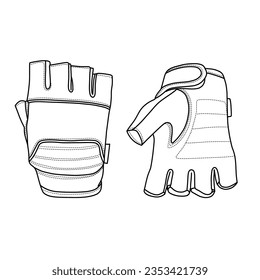 Gloves fashion flat technical drawing template Vector Image