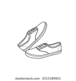 Technical sketch drawing of sneakers running shoes, front, side, top, and button view. Flat sketch vector. Isolated on a white background, suitable for your sneakers, editable color