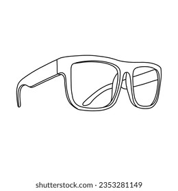 Dibujo técnico de líneas de gafas de sol, dibujo plano, aislado sobre fondo blanco, adecuado para sus gafas de sol, color editable y trazo.