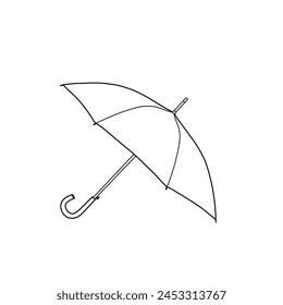 Technical sketch drawing of umbrella line art. Hand-drawn colored. Vector illustration.  Suitable for your umbrella design, Isolated on a white background