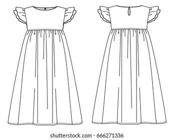 technical sketch of  dress back and front