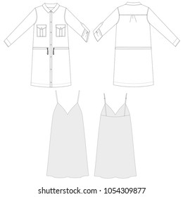 technical sketch dress vector illustration