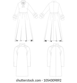 technical sketch dress vector illustration