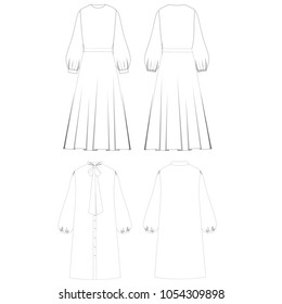 technical sketch dress vector illustration