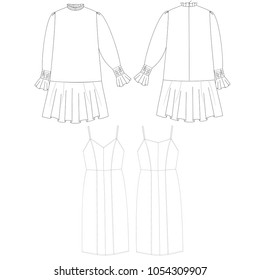 technical sketch dress vector illustration