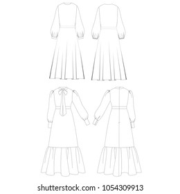 technical sketch dress vector illustration