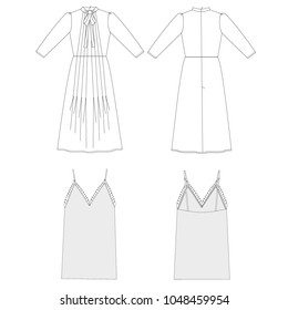 technical sketch dresses vector illustration 
