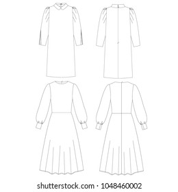 technical sketch dresses vector illustration 
