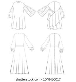 technical sketch dresses vector illustration 
