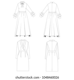 technical sketch dresses vector illustration 