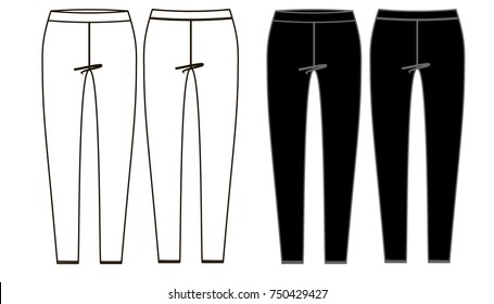 technical sketch of female leggins front and back parts