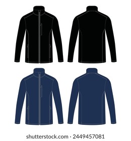 Boceto técnico de la chaqueta softshell de fitness Lo mejor para el entrenamiento y el viaje hecho a medida Plantilla de Vector