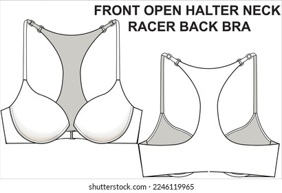 TECHNISCHE SKIZZETCH VON VORDERÖFFNEN HALTER-HALTER-SCHNEIZERRACK-BRA IN EDITBARE DATEI
