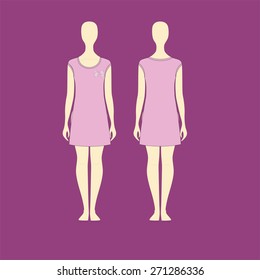 Technical sketch of a girl in a dress
