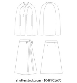 Technical sketch jacket skirt vector illustration 