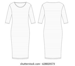 Technical Sketch Jersey Dress Stock Vector (Royalty Free) 628820573 ...