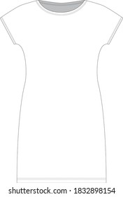 Technical sketch of long tshirt. Flat for apparel production, fashion design and tech packs.