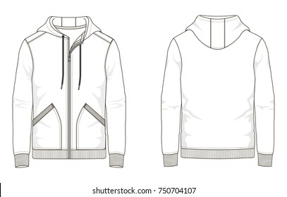 Hoodie Hooded Sweater Front Back Drawing Stock Vector (Royalty Free ...