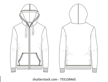 Technical sketch of man hooded sweatshirt in vector graphic