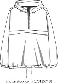 technical sketch of men's anorak