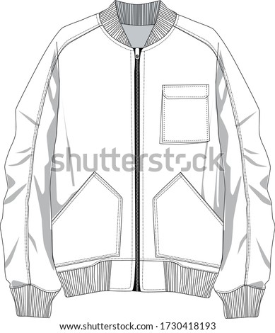technical sketch of a men's bomber jacket