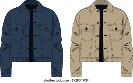 technical sketch of mens denim jacket