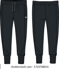 technical sketch of mens jersey joggers