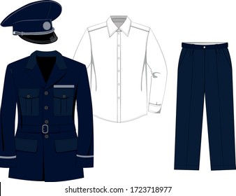 technical sketch of mens military dress uniform