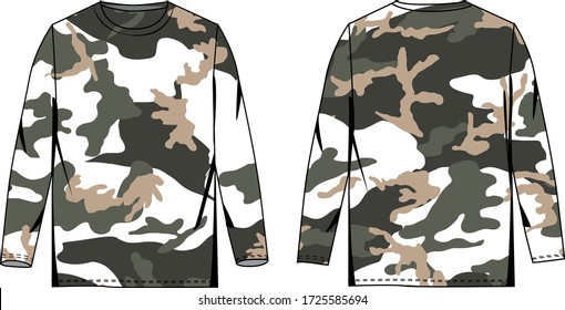 technical sketch of mens military tshirt long sleeve