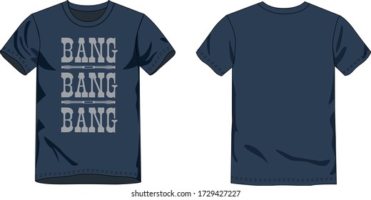 technical sketch of mens tshirt with front print