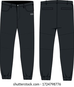 technical sketch of mens woven joggers