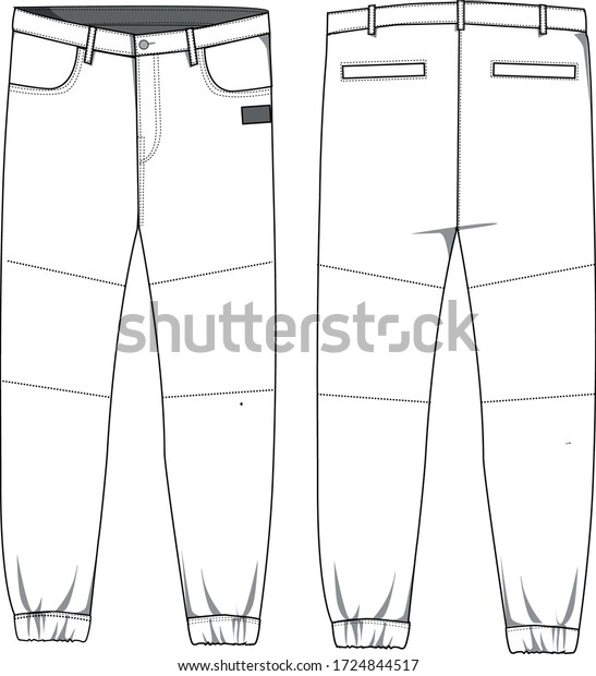 Download Technical Sketch Mens Woven Joggers Mock Stock Vector Royalty Free 1724844517