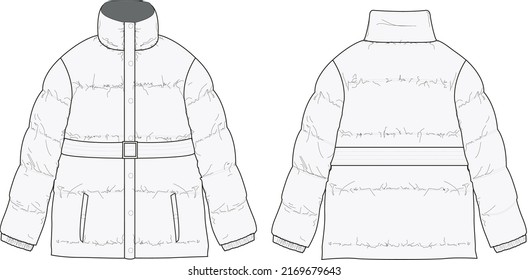 TECHNICAL SKETCH PUFFER WOMAN  FASHION DESIGN