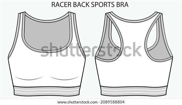 Technical Sketch of RACER BACK SPORTS BRA in\
editable vector\
sketch