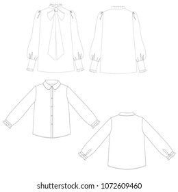 technical sketch set of blouses vector illustration 