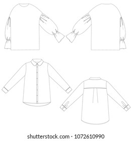 technical sketch set of blouses vector illustration