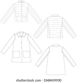 Technical sketch set of jackets vector illustration