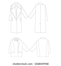Technical sketch set of jackets vector illustration