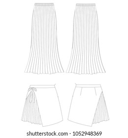 Technical sketch set of skirt vector illustration 