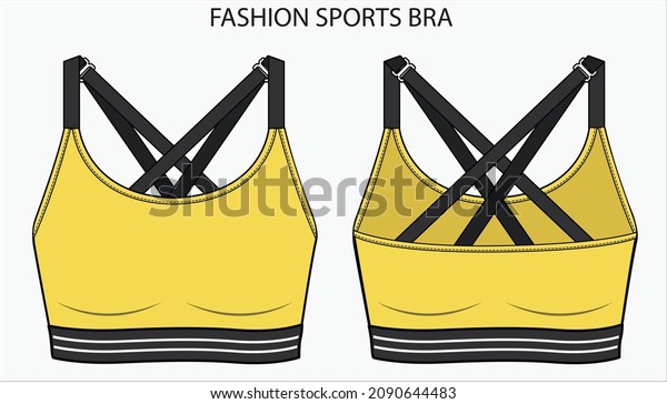 Technical sketch of SPORTY X STRAP BRA. Editable\
underwear flat fashion\
sketch