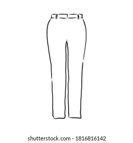 technical sketch of trousers, classic trousers, vector sketch illustration