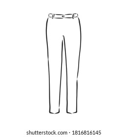 technical sketch of trousers, classic trousers, vector sketch illustration