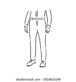 technical sketch of trousers, classic trousers, vector sketch illustration